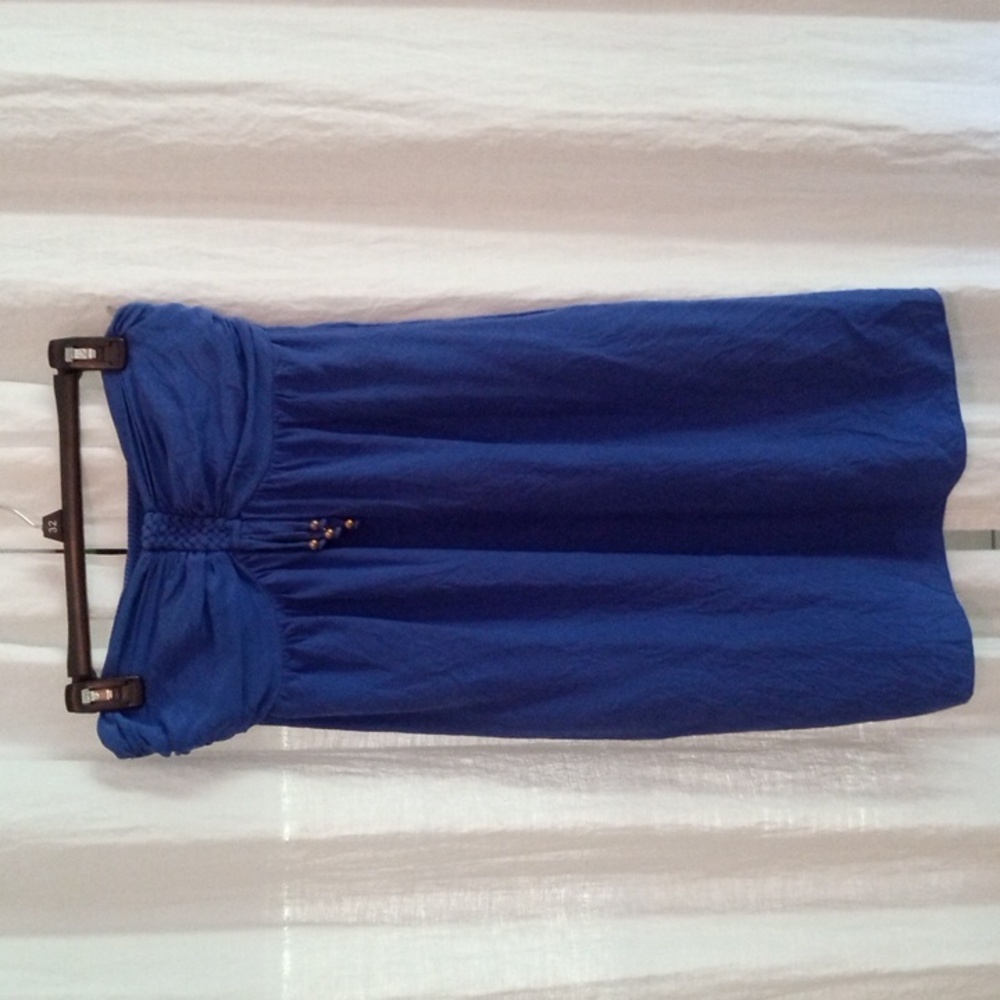 Strapless, Blue, 100% SILK DRESS